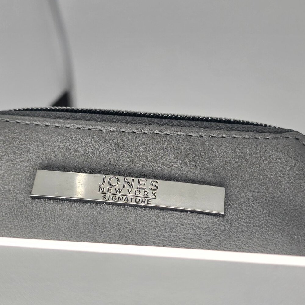 Jones New York Signature Charcoal Grey Pebbled Cosmetic Makeup Bag Pouch - Picture 6 of 8